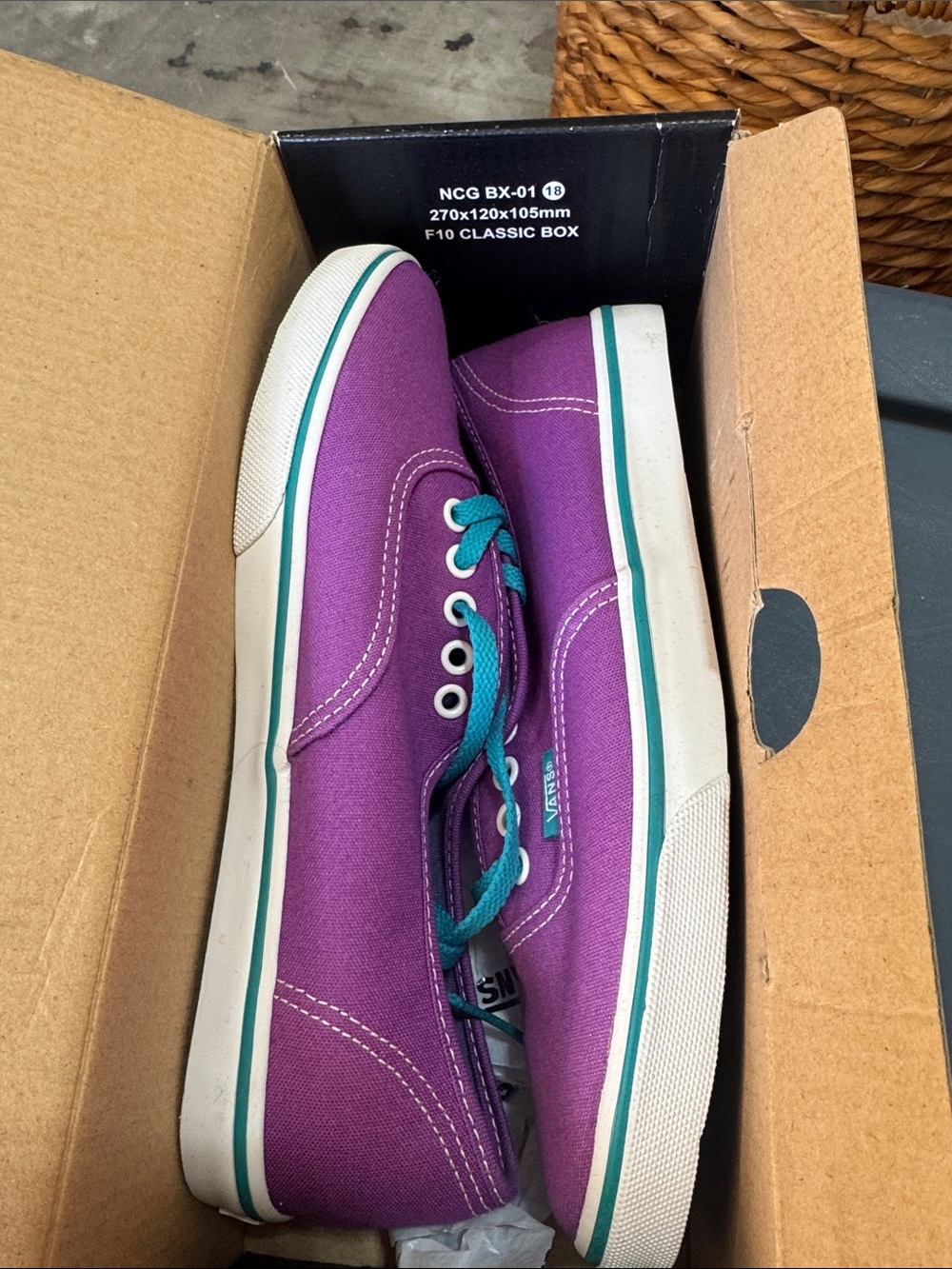 Vans Kids Purple Canvas Sneakers with Teal Accents